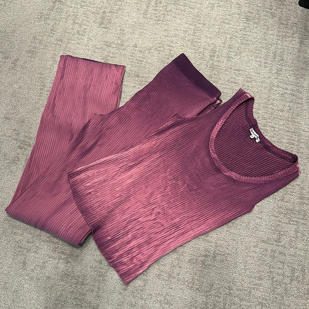 Cotton citizen ribbed wide leg sweatpants and tank set